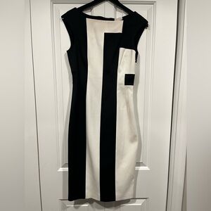 Chic Black and White Colorblock Dress